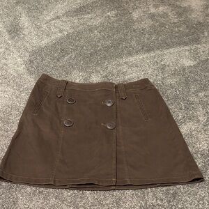 Brown Button-Front Women's Skirt